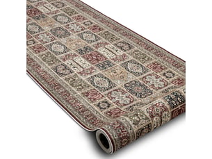 Tapis de couloir antidérapant lotus cassettes 39980 oriental beige   rouge lavable 100cm 100x1400 cm