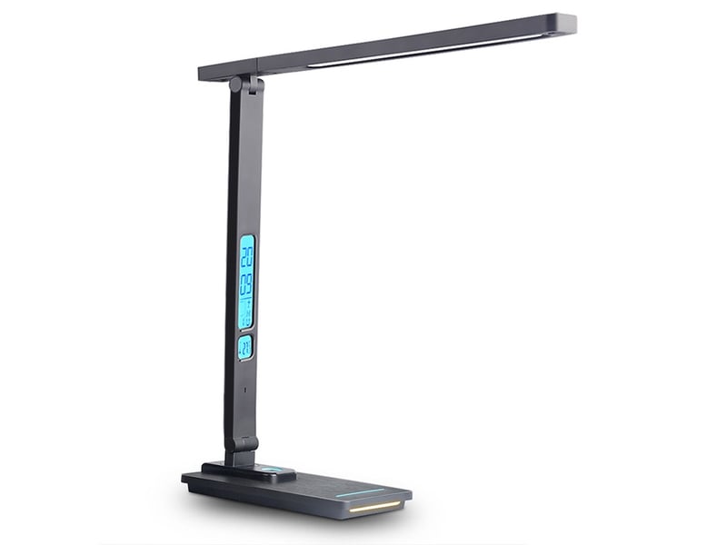 Lampe de bureau led avec chargeur sans fil &amp; port usb 5 couleurs 5 luminosités écran lcd  - Conforama A