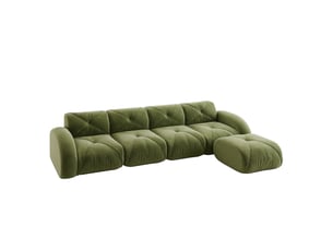 Canapé d'angle compressé réversible fixe ULEVR 4 places Tissu Vert