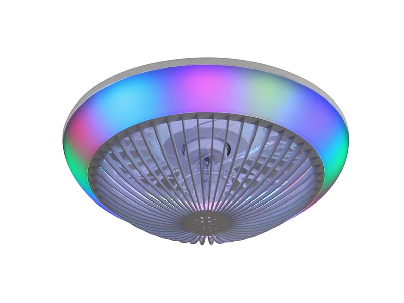  Ventilateur de plafond avec éclairage led rgb 7 pales blanc 38.1 x 38.1 cm  - Conforama B