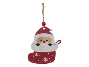 Décoration de sapin cadeau sur présentoir en bois esprit noël traditionnel
