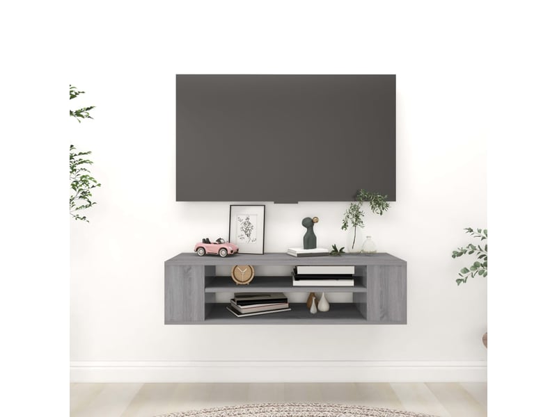  Armoire tv suspendue sonoma gris 100x30x26,5 cm bois ingénierie  - Conforama B