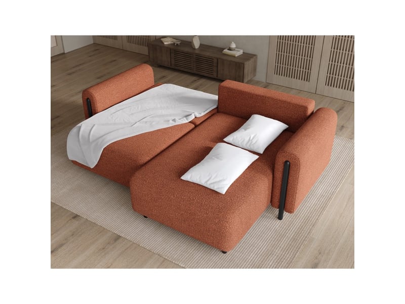  Canapé d'angle convertible arvessa terracotta bouclette – angle droit  - Conforama D