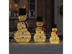Famille de bonhommes de neige de noël 3 pcs blanc chaud tissu