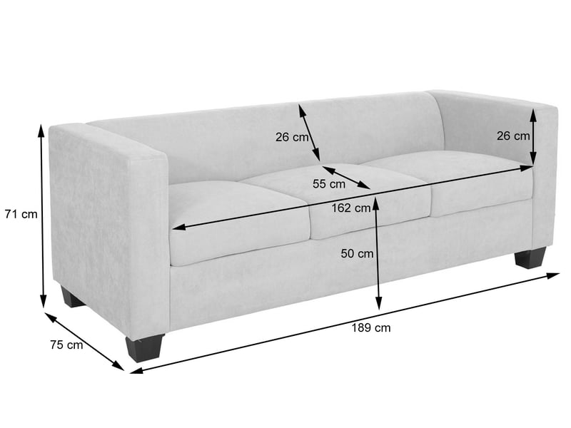 Canapé 3 places lille, canapé lounge 3 places, suspension nosag, tissuchenille (260 gm²) 190 cm - gris foncé  - Conforama C