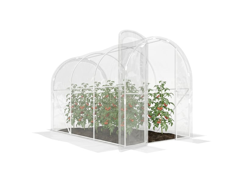 Serre de jardin tunnel 3 x 2 x 2 m 6 m² avec porte à charnières bâche en pe 150 gm² pour légumes plantes fleurs - Conforama A