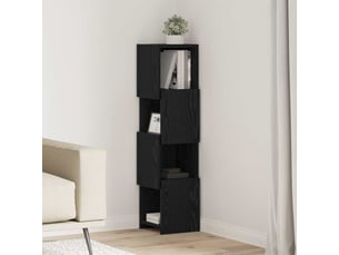 Meuble d'angle, meuble de rangement salon 25,5x25x102cm bois d'ingénierie chêne noir