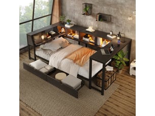 Lit combiné 90x200 cm <strong>OKMYHOME</strong> <strong></strong> coloris noir