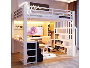 Lit avec rangement 140x200 cm <strong>ELVMI</strong>  <strong></strong> coloris blanc