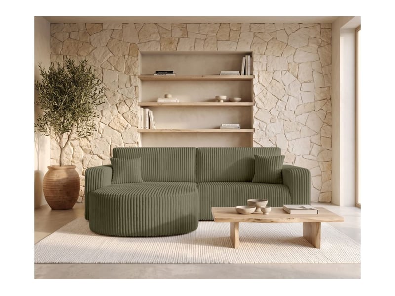  Kiara - canapé d'angle compact réversible et convertible 4 places en velours côtelé épais  - Conforama B