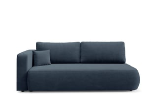 Canapé droit convertible 4 places Tissu bleu avec coffre de rangement
