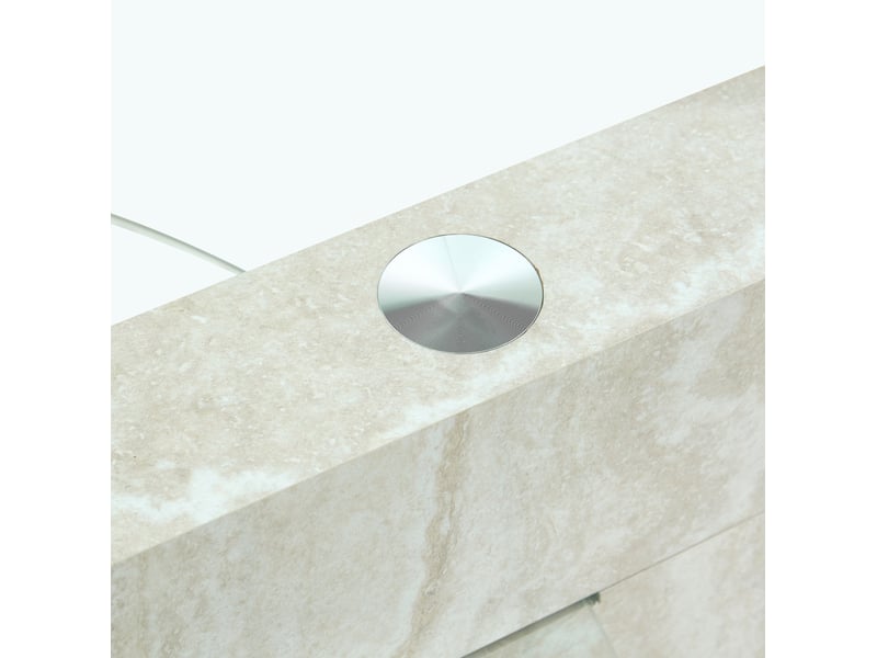  Table basse moderne 90x70x44 cm à deux niveaux en verre de sécurité et mdf gris clair  - Conforama D