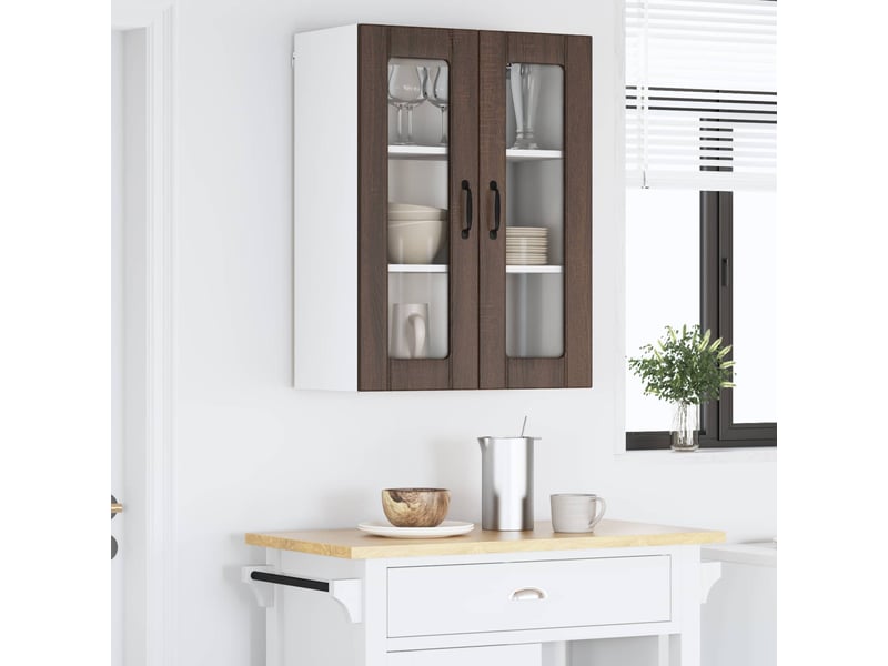 Meuble mural de cuisine, cabinet en verre mural chêne brun 60x31x80cm shl5000 - Conforama D