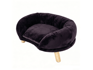 Canapé félin 50x40x24 cm – marron – bordure enveloppante antidérapante et entrée ouverte, repos confortable