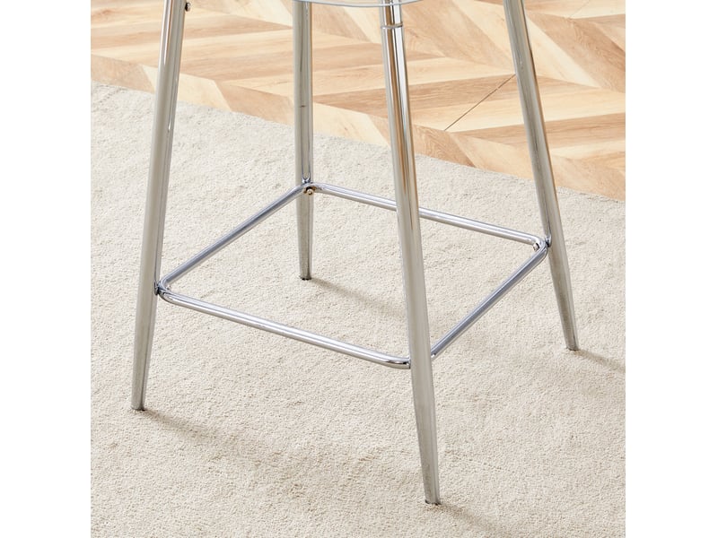  Tabouret de bar transparent 43x50x101 cm, tabouret haut, chaise de bar, design moderne, pour cuisine, en métal argenté  - Conforama E