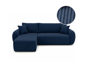 Canapé d'angle réversible convertible LOUNGITUDE ALYA 3 places Velours côtelé Bleu foncé