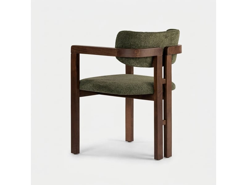  Chaise de design en bois et tissu pour salle à manger toscana noce scuro - vert foncé  - Conforama D
