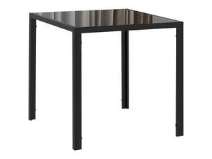 Table à manger pour 4 personnes, 75 x 75 x 75 cm, table de cuisine avec plateau en verre trempé et pieds en acier, noir