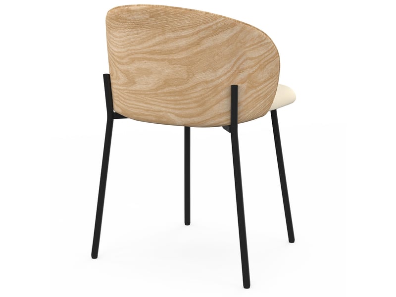  Lot de 4 chaises penny en tissu beige et dossier effet bois clair pour salle à manger  - Conforama D