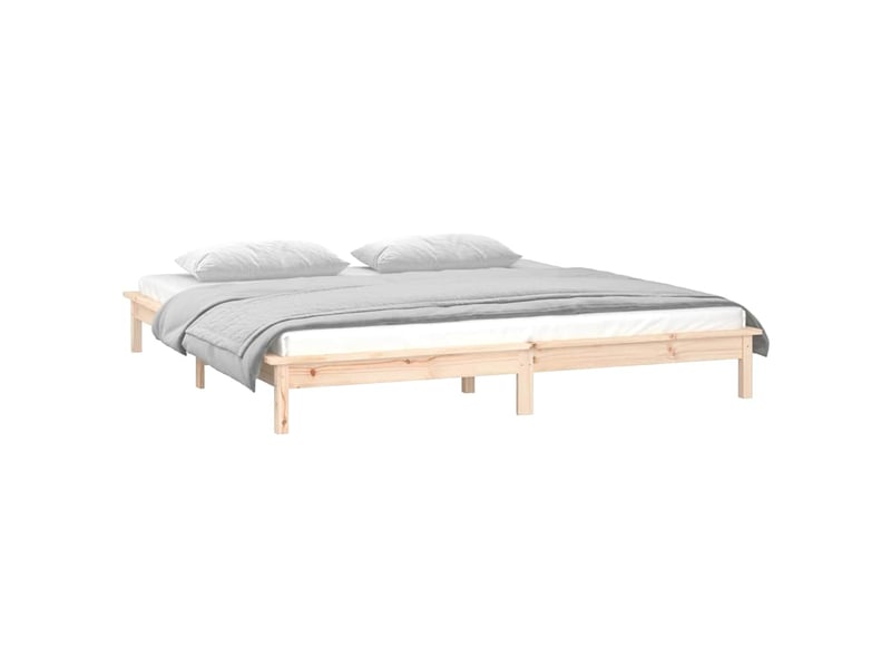 Lit double- lit adulte - cadre de lit à led sans matelas 120x190 cm bois massif - Conforama D