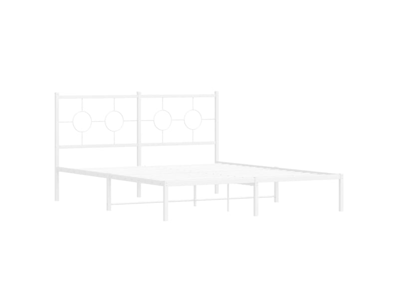 Lit double- lit adulte - cadre de lit métal sans matelas et tête de lit blanc 150x200 cm - Conforama B