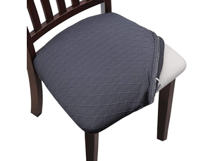 Housse de chaise élastique jacquard, housse de chaise élastique en maille gaufrée, housse de chaise de salle à manger grise, 6
