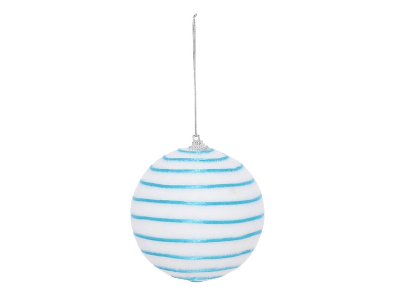  Boule de noël blanche rayée d. 100 mm  - Conforama E