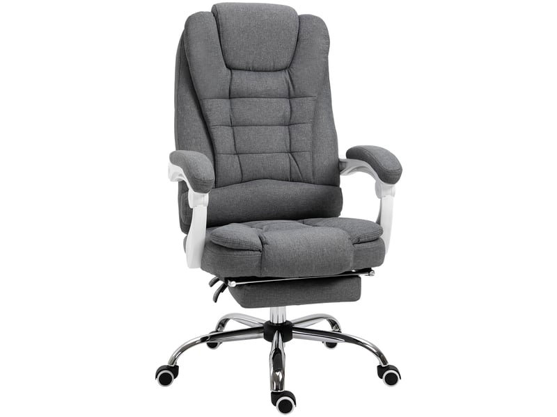 Chaise de bureau grise avec repose-pieds pliable, réglable et inclinable - Conforama A