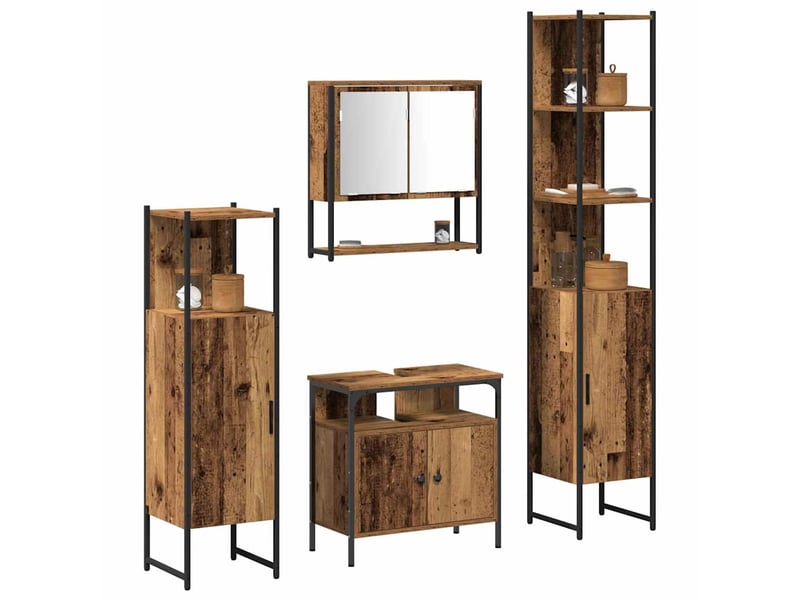  Ensemble de mobilier de salle de bain 4 pc bois ancien cf64498  - Conforama C