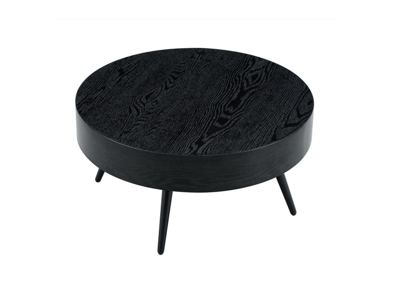  Table basse ronde 70x70x35,5 cm design minimaliste mdf métal noir  - Conforama A
