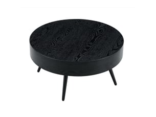 Table basse ronde 70x70x35,5 cm pieds réglables mdf et métal noir