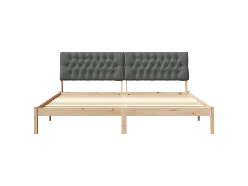  Lit double- lit adulte -  cadre de lit avec tête de lit rembourrée marron 200 x 200 cm  - Conforama D