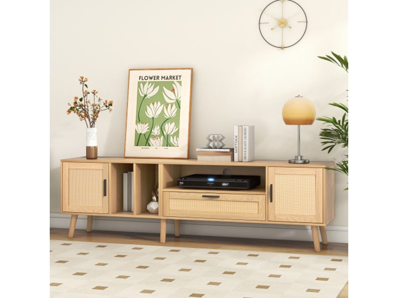  Meuble tv naturel 180 cm panneau de particules meuble tv naturel - Conforama E
