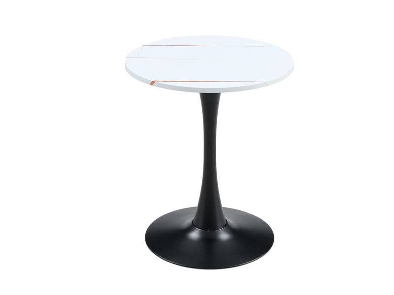  Table de salle à manger ronde à pied central en mdf et métal pour salle à manger blanc et noir  - Conforama A