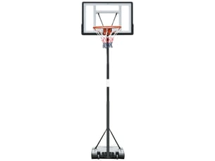 Panier de basket extérieur avec poteau panneau, base de lestage sur roulettes hauteur réglable 2,55 - 3,05 m (panier) usage intérieur extérieur noir blanc
