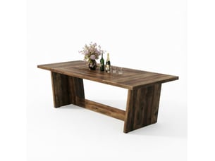 Table de salle à manger 6 à 8 personnes avec plateau rectangulaire et piètement stable en bois marron 180 × 79 × 76 cm
