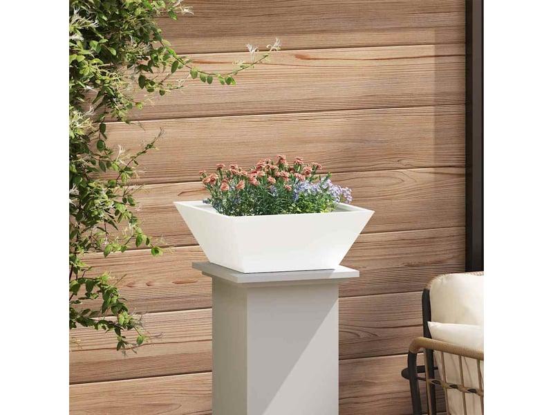 Jardinière - cache-pot de jardin blanc 40 x 40 x 15 cm acier laminé à froid - Conforama D