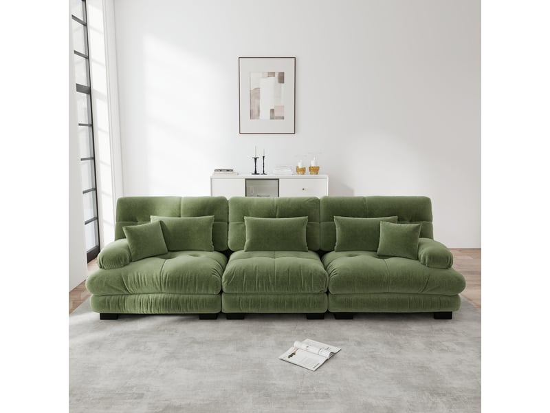 Canapé d'angle, canapé convertible; assise profonde, en chenille, 3 places - Conforama R