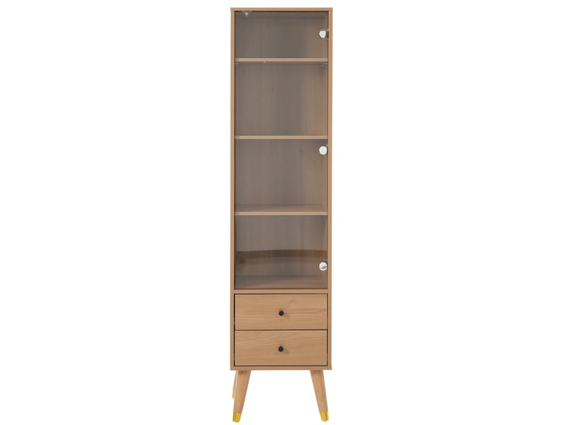  Vitrine 1 porte en verre et 2 tiroirs mdf effet bois 39.8 x 35 x 160 cm  - Conforama A