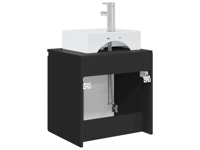  Vanité de lavabo mural, meuble de rangement noir 49.5x41x62.5 cm  - Conforama E