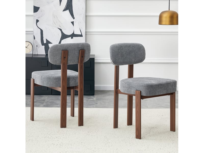  Chaise de salle à manger lot de 2 57x49x82,5 cm – gris – dossier incurvé et assise confortable  - Conforama D
