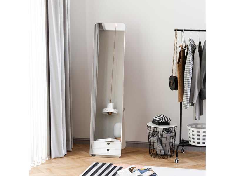 Miroir sur pied pleine longueur 37 x 43 x 156 cm - blanc - pose libre ou fixation murale polyvalente - Conforama B