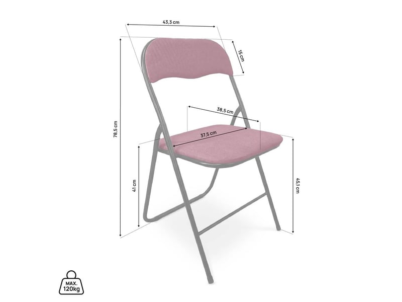  Lot de 6 chaises pliantes rembourrées en tissu bordeaux et pieds métal noir - greta GRETA - Conforama D