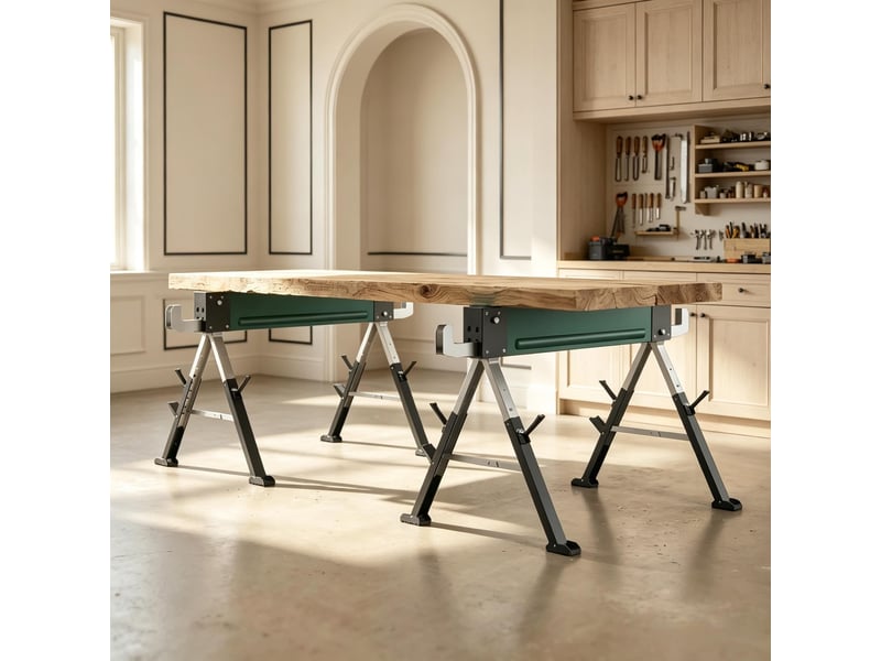  Lot de 2 tréteaux pliables en métal, charge 1160 kg, hauteur réglable 64-81 cm  - Conforama E