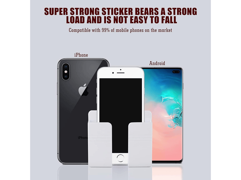  Support mural pour téléphone (2 pièces) - convient pour la cuisine, la chambre, le salon, la salle de bain, etc. - 2 pièces, noir  - Conforama E