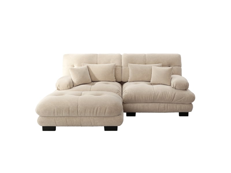 Canapé d’angle en tissu marron clair, 2 places, 220 cm, panoramique, modulable W3325S00042 - Conforama A