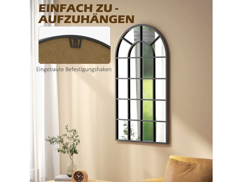  Miroir mural 110x62 cm arqué en métal noir  - Conforama D