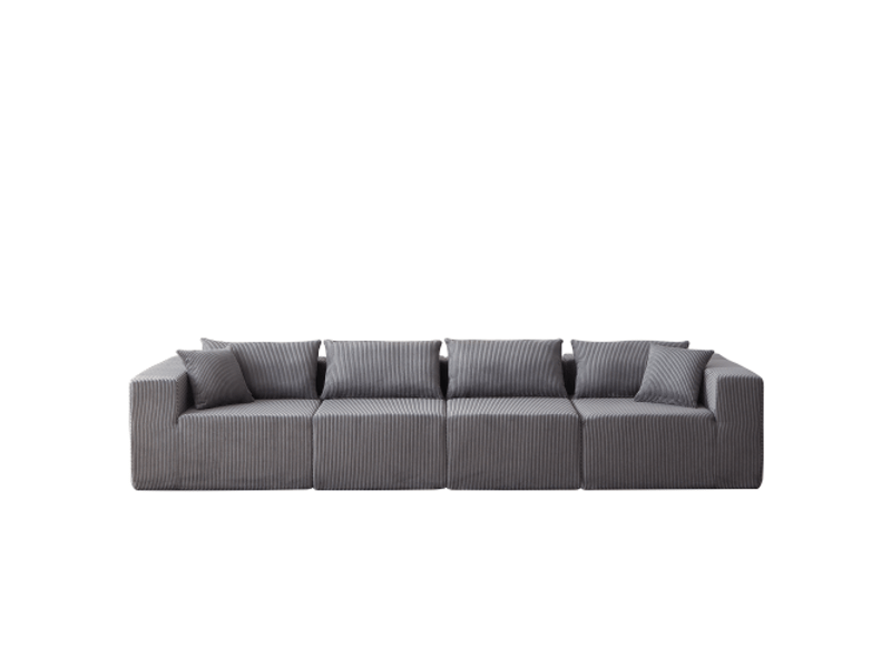 Canapé modulable l 4 pièces 104 pouces en velours côtelé, mousse compressée, design luxe, salon et chambre, combinaison libre - Conforama A