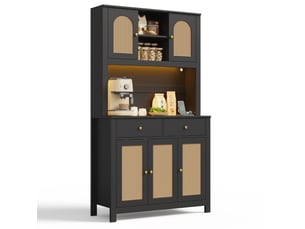Buffet de cuisine 100x40x180 cm avec led et prises coloris noir