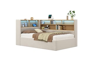 Lit coffre 90x200 cm VIVRYN coloris beige